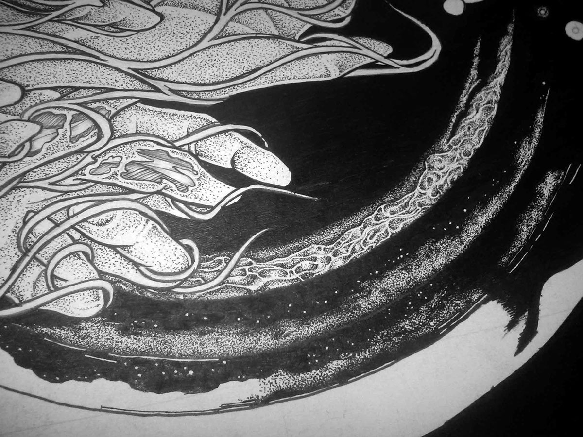 hand black and white sketch detail