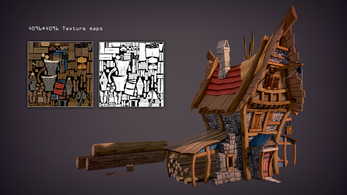 Hand Painted Textures Stylized Art cartoonic game assets