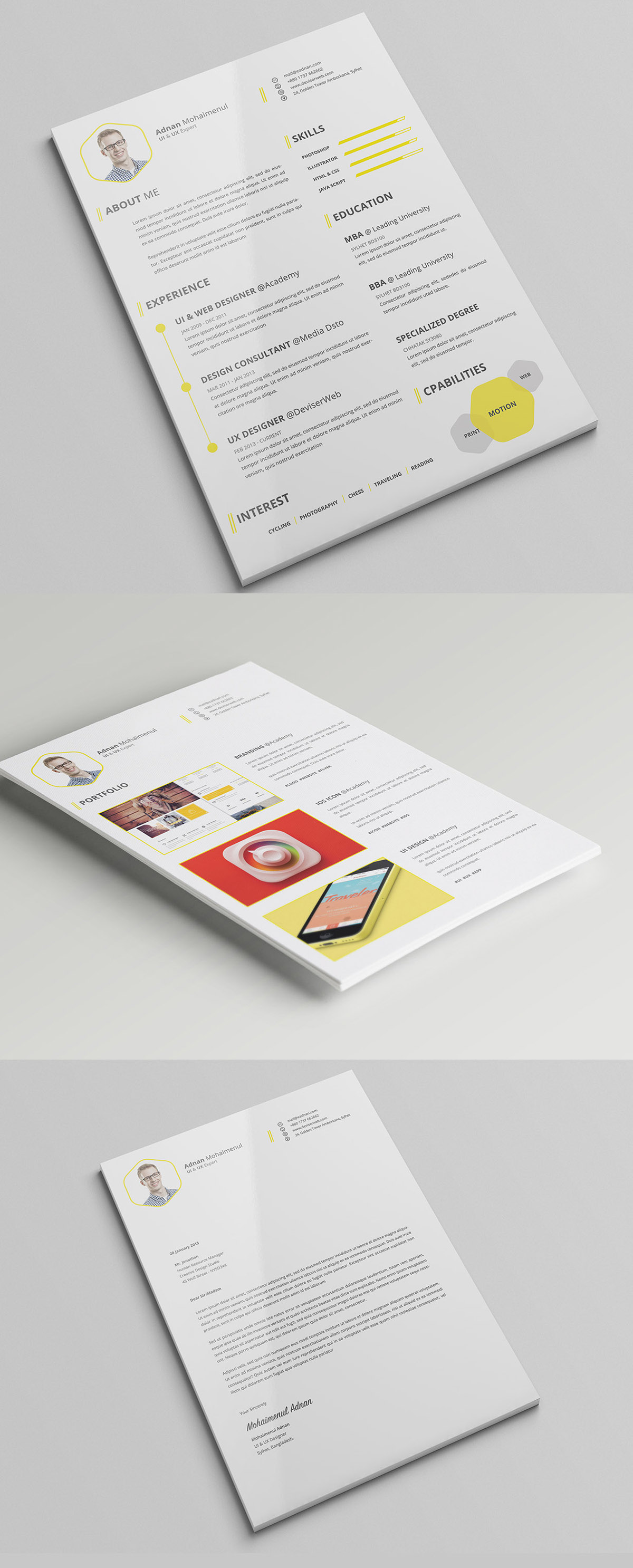 premium cv  resume psd template with cover letter on behance
