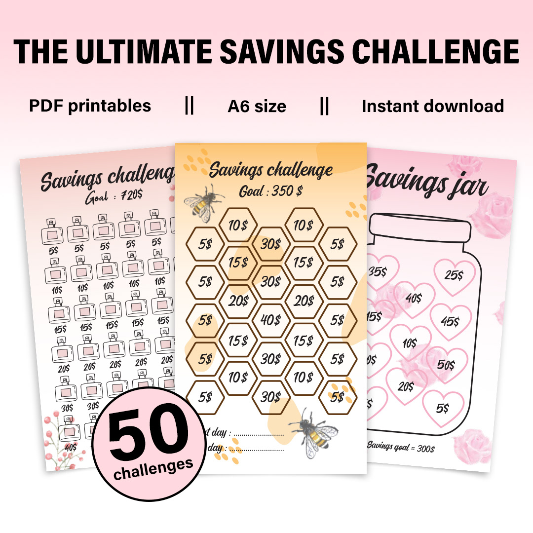 ILLUSTRATION  challenge daily savings money design Graphic Designer etsy money challenge Savings Challenge