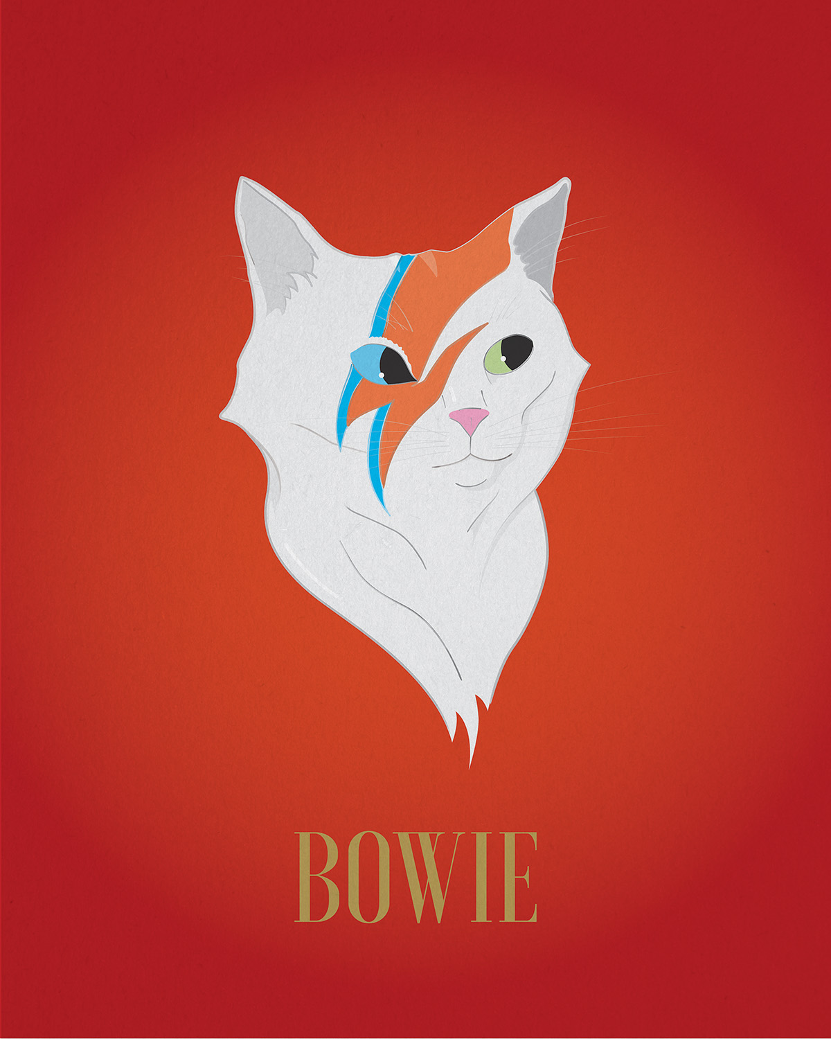 Cat portrait Pet Portrait Bowie david bowie