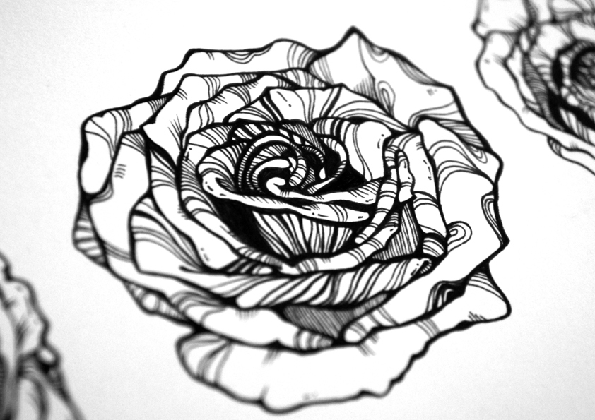 stone roses Lyrics black & white hand drawn Roses type Love