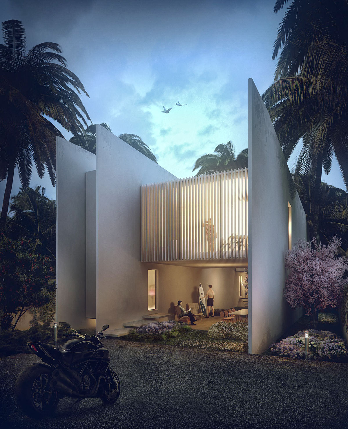 3D Visualization house Private Tropical Render architectural