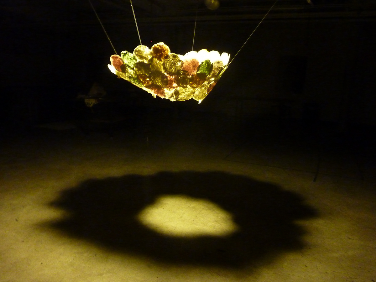 handmade paper installation surface design sculpture lighting