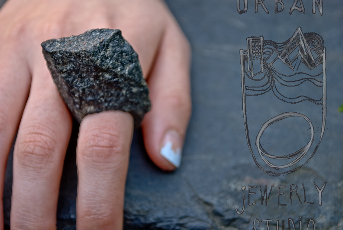 stone ring hand made Granite bazalt Feldspar quartzite