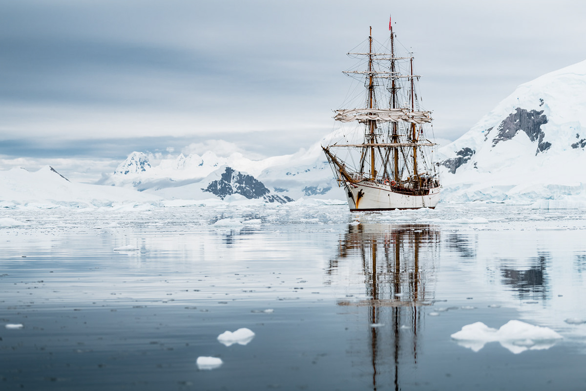 antarctica glacier ice Landscape Ocean sailing ship snow wildlife winter