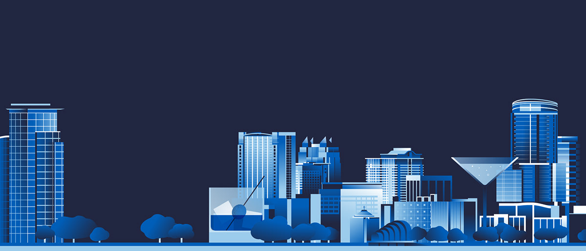 ILLUSTRATION  city blue colour vector skyline coporate grain texture shading