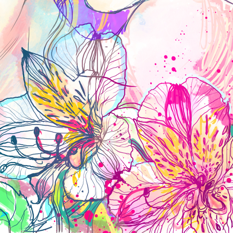 paradise Lovers girle boy bird flower splatter splash brush watercolor colors new style