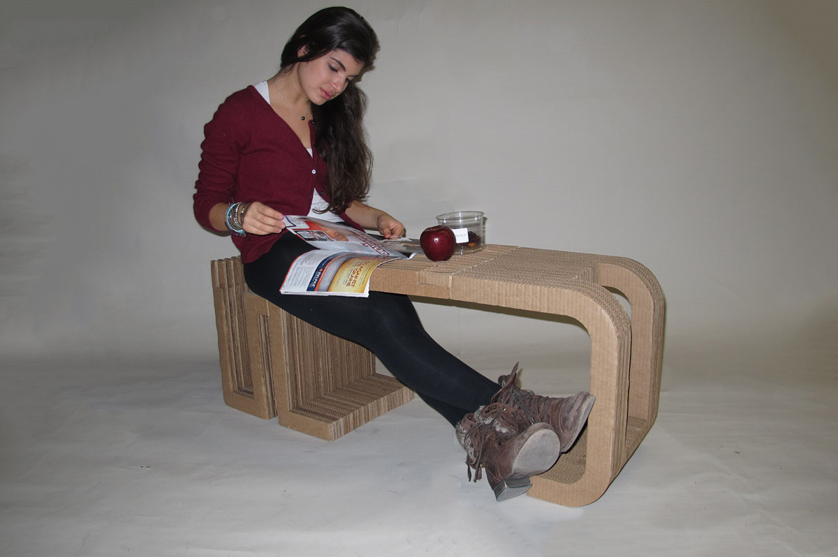 table  Patricia Dranoff Sottithat Winyarat cardboard  cardboard furniture cardboard chair