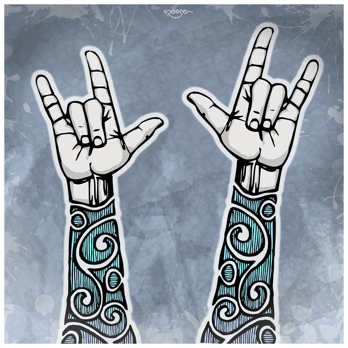crease sleeve tattoo doodle art print rock hand arm sticker