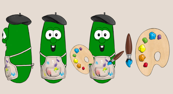 veggietales  costume design Prop Design bob the tomato larry the cucumber big idea concept art conceptual