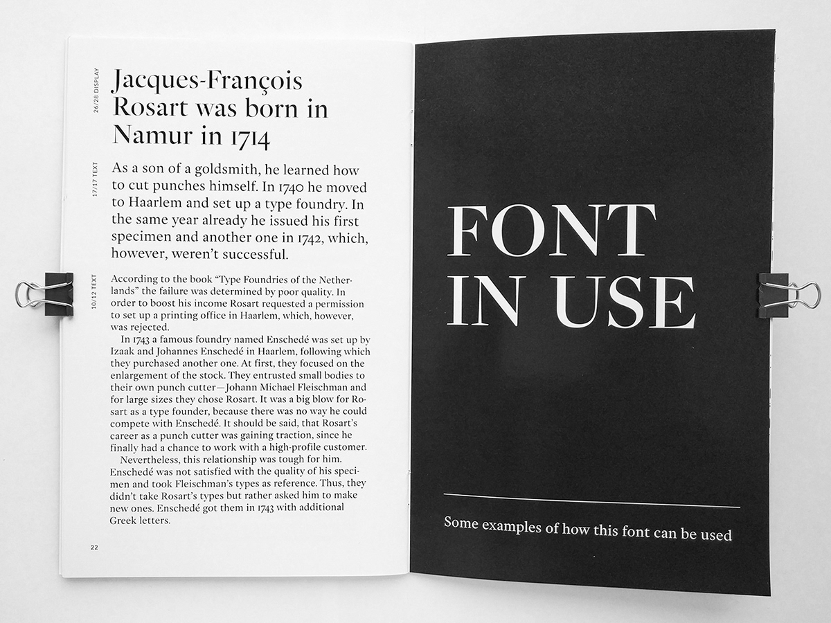 specimen type Typeface font typography   rosart Booklet brochure