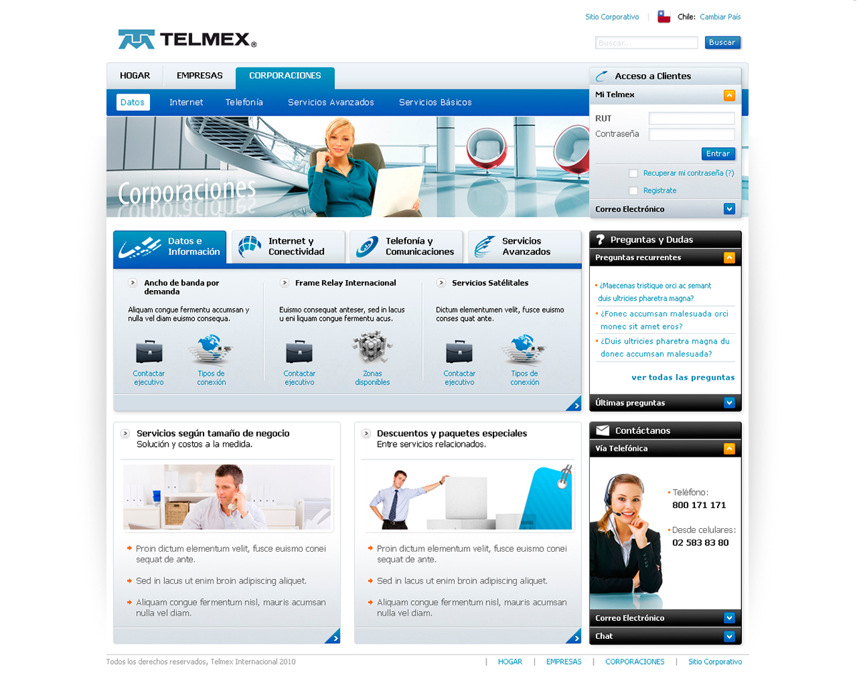 chile claro IBM telmex Telecom web portal