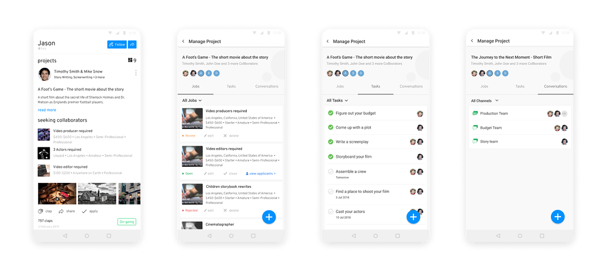 open project feed group chat search product design  ux UI Delhi user flow