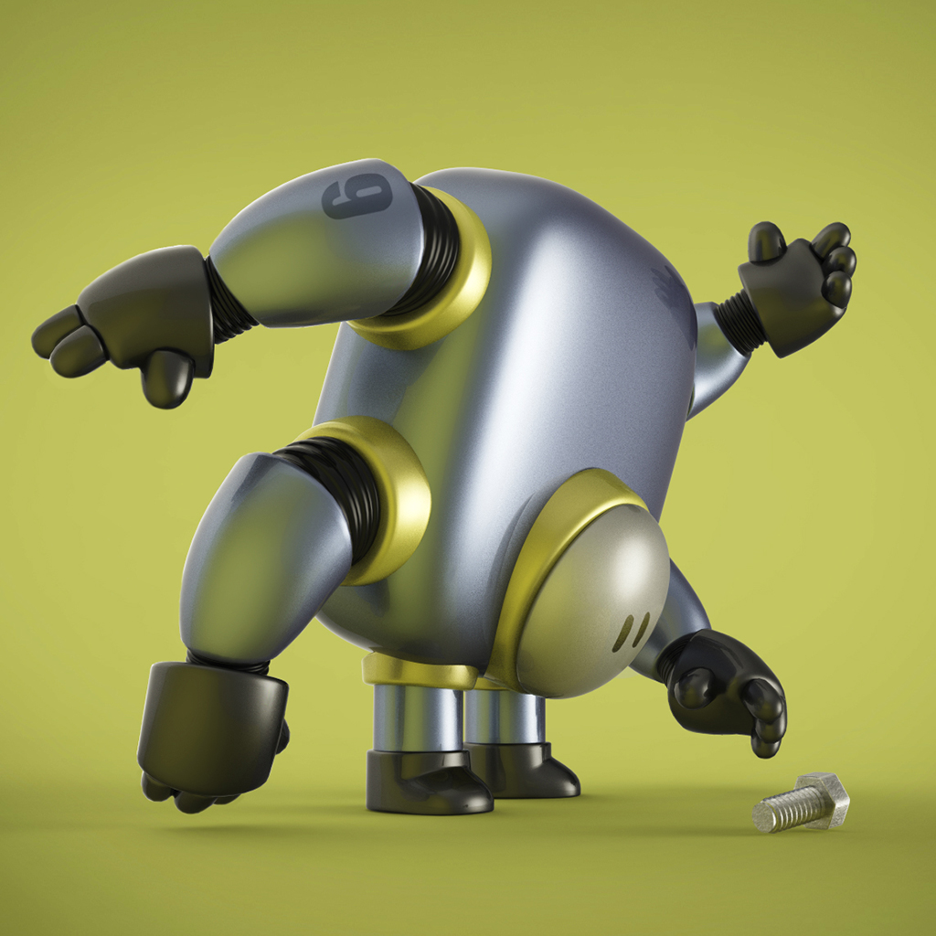 inktober botober robots robot toy Maya keyshot3d 3D rendering