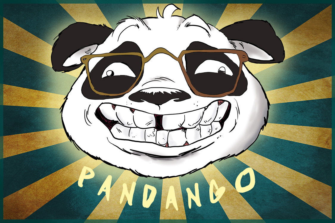 watercolor digital Character design Panda  portrait