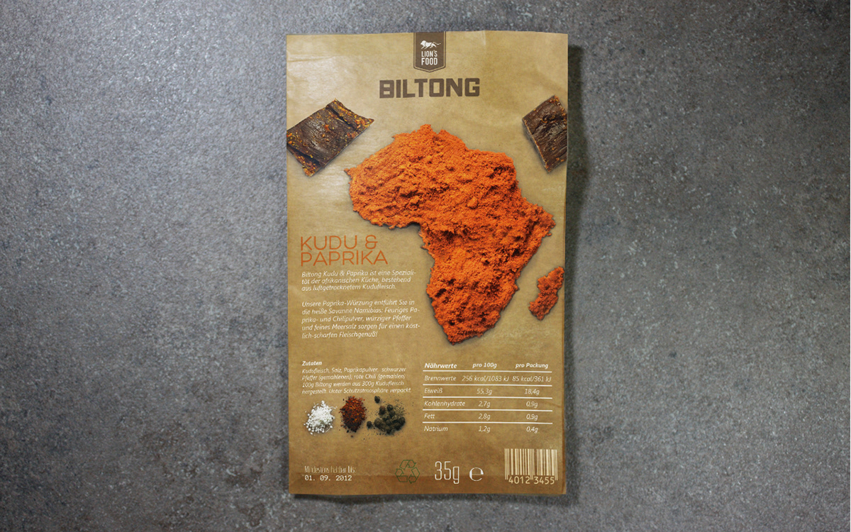 Afrika Biltong concrete curry flavour meat Packaging University