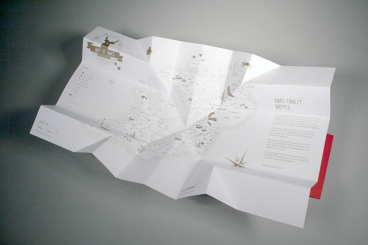 3D design paper folding christmas card map cartography