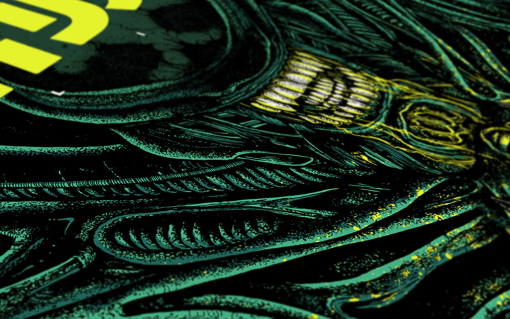 alien color dotwork Giger horror monster movie poster