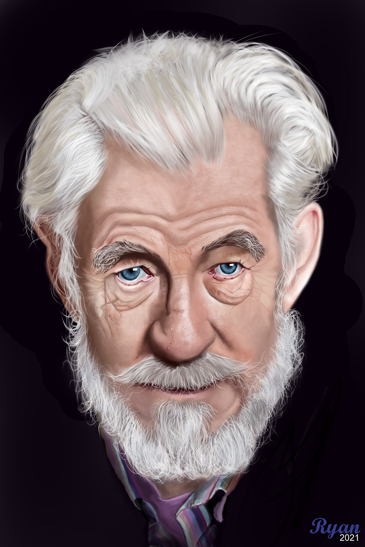Adobe Portfolio artwork digital ink digital painting portrait Sir Ian McKellen