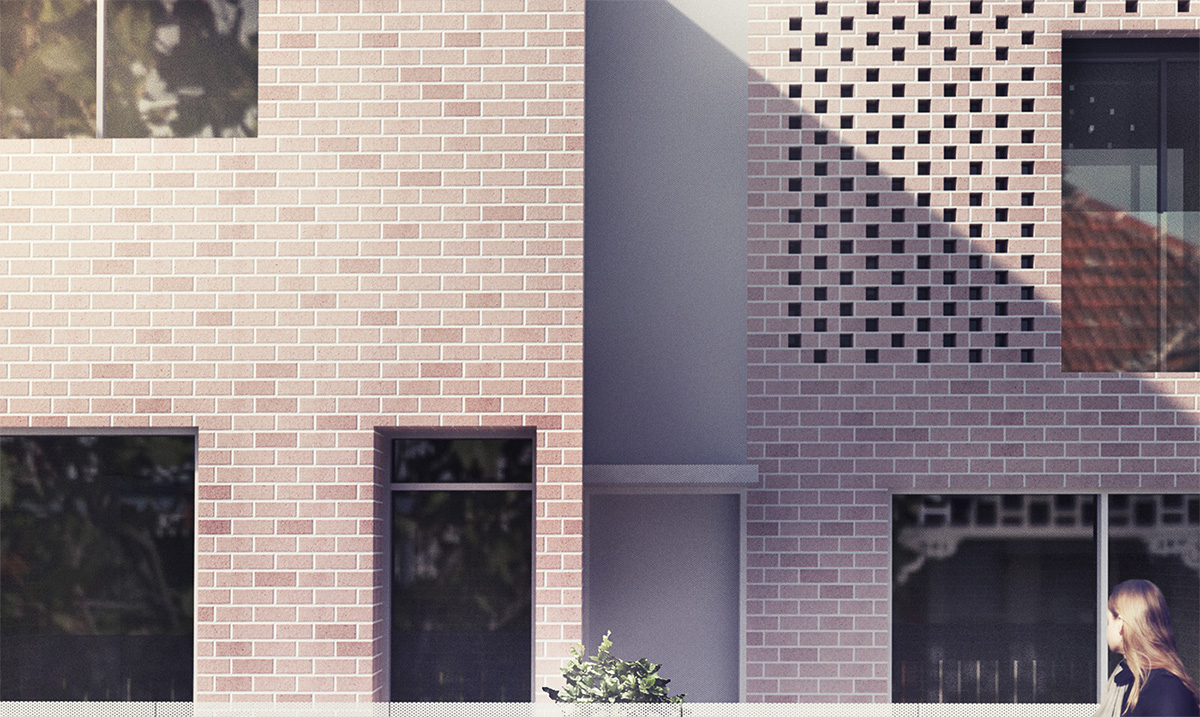 apartments boutique middle park pink brick visualization
