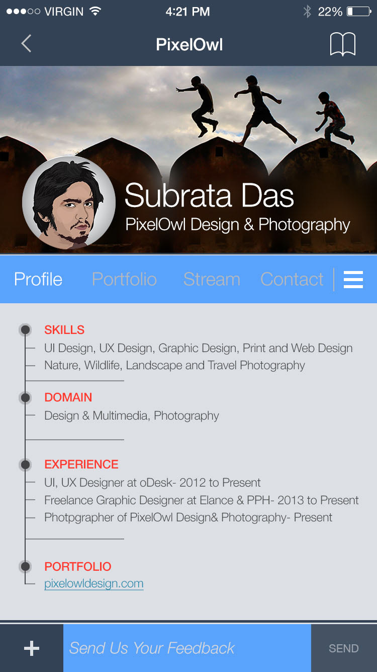 ui design ux design Adobe Photoshop portfolio CV app