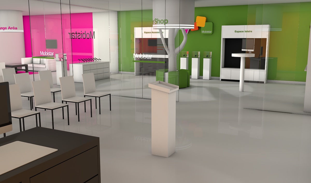 Office bureau area cinema4d 3D modelisation modeller modeling model texture light Render
