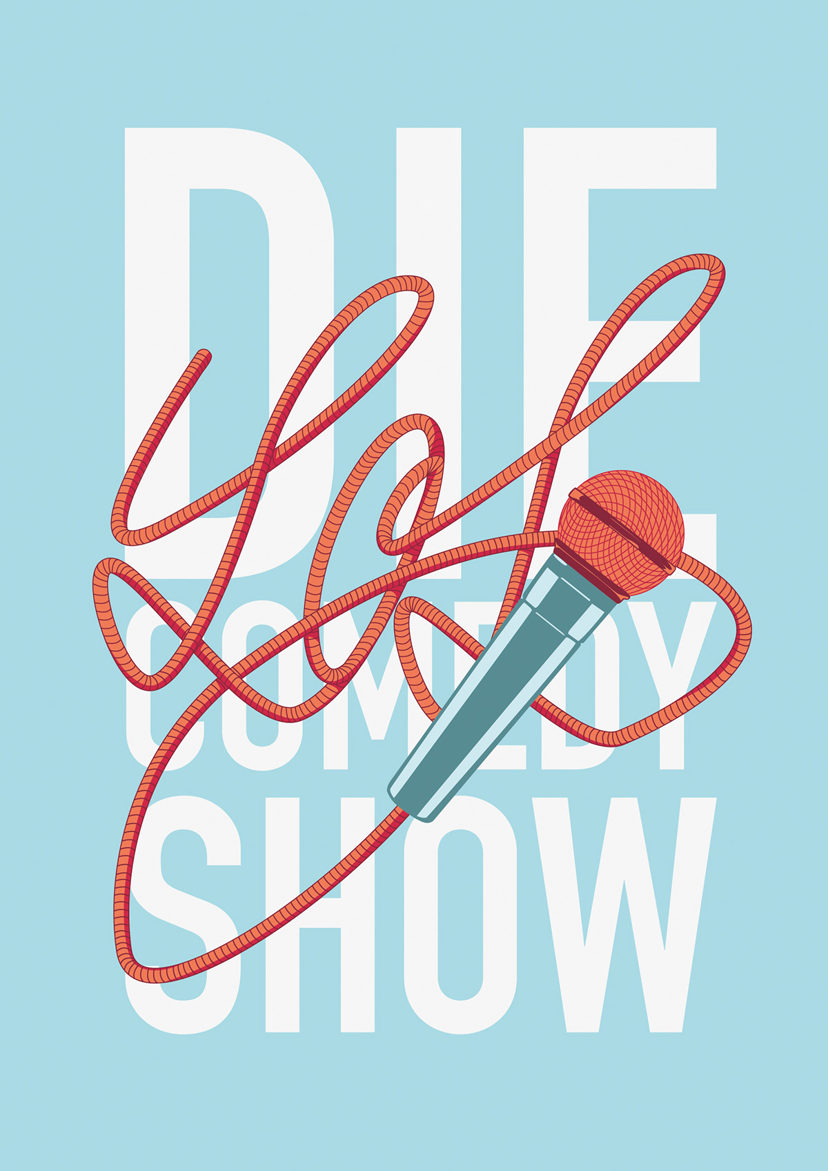 Comedy show blue orange microphone Illustrator