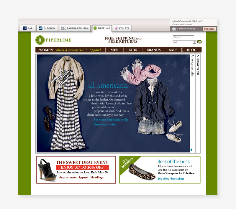 piperlime landing pages interactive Ecommerce Retail  web Rollover