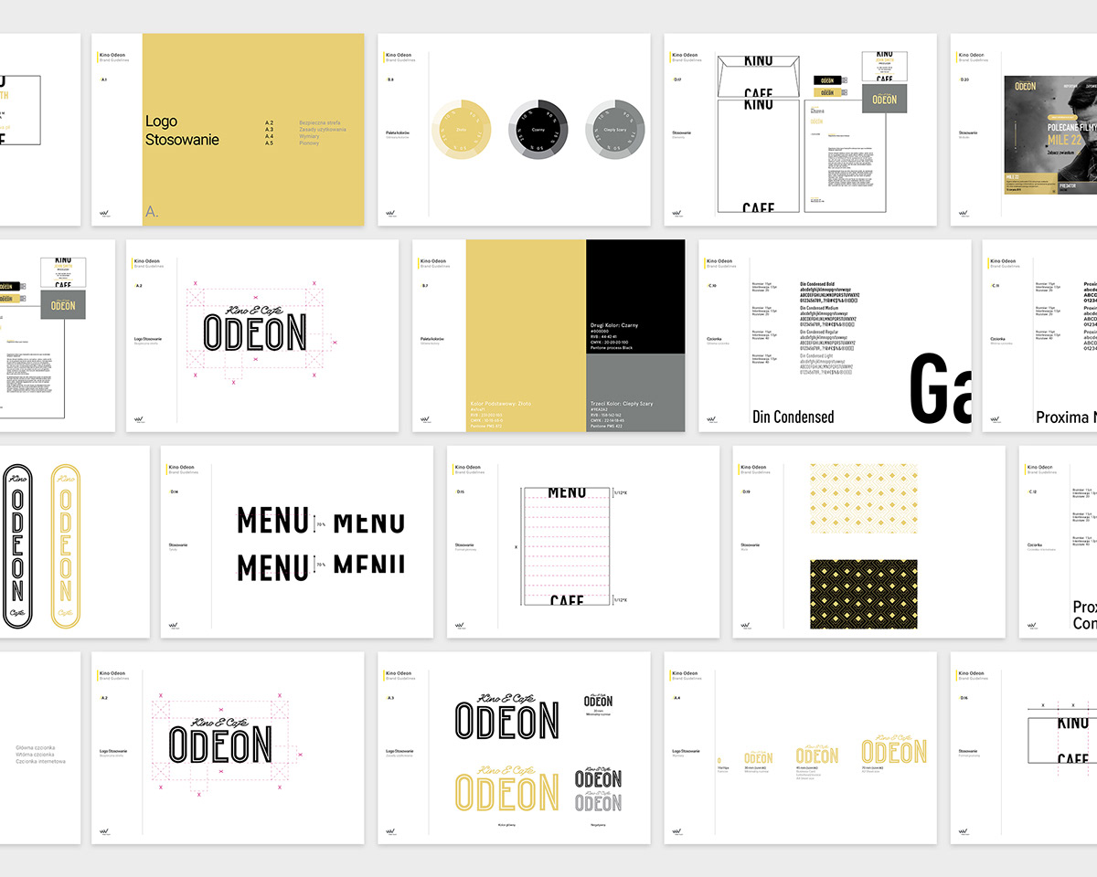 Adobe Portfolio branding  art deco neon identity gold logo Cinema cafe pattern menu