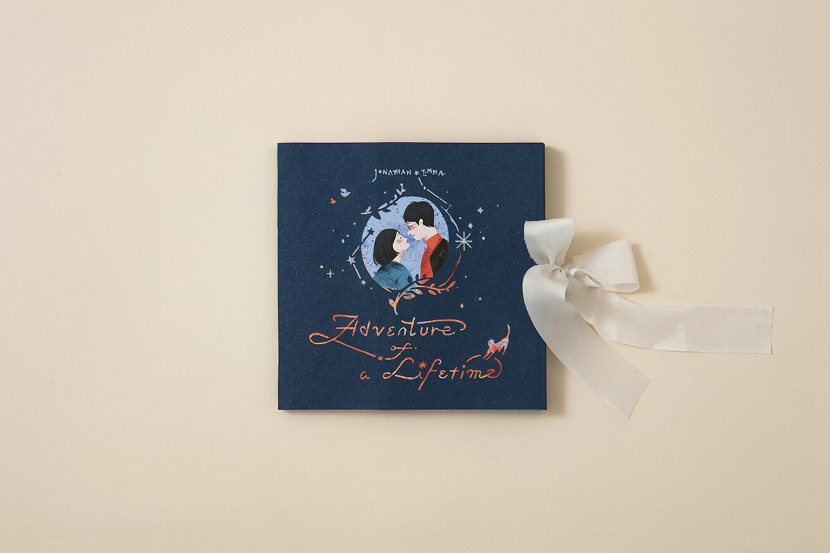 card Invitation wedding popupcard starbook print Lasercut wax ribbon star
