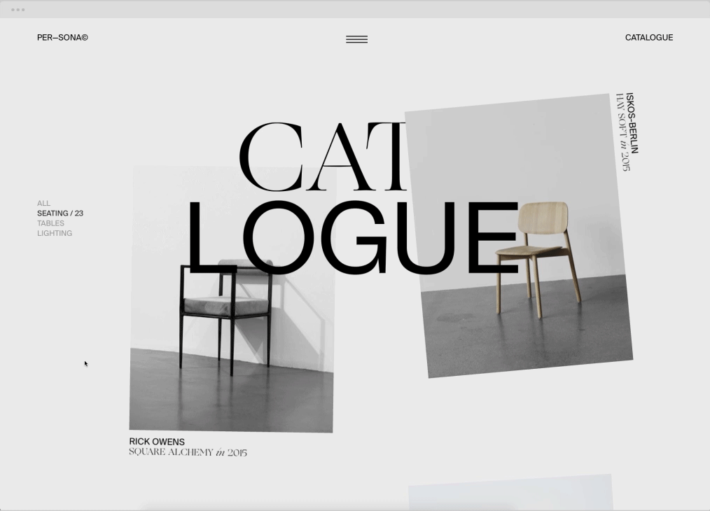 art direction  chair furniture industrial interactive typography   Website motion objects portfolio