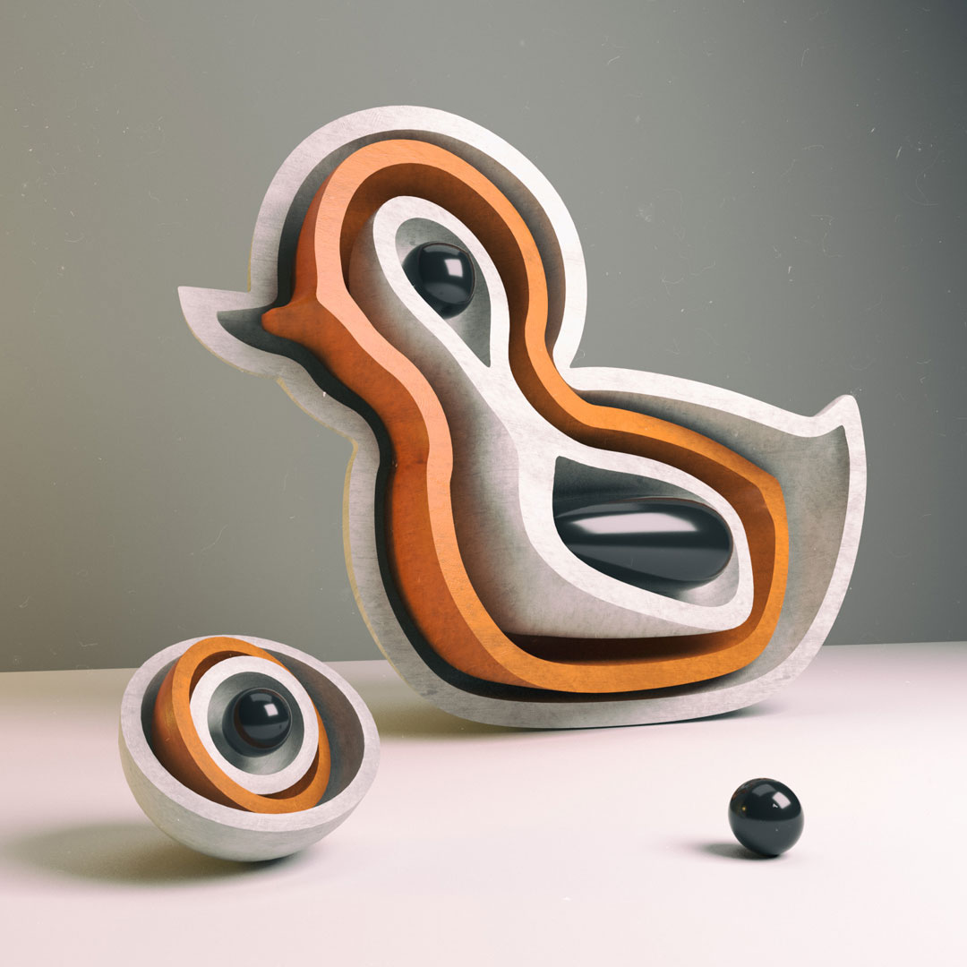 3D everyday c4d Render illustraiton Character duck abstract digiral monthly