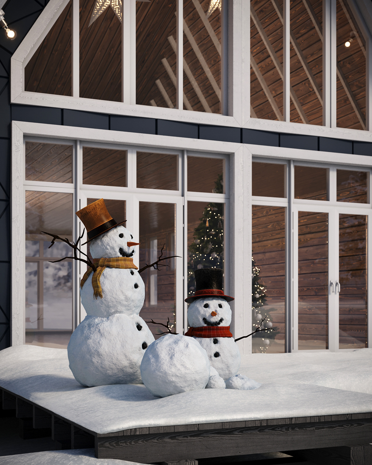snow winter exterior visualization Render architecture 3ds max corona