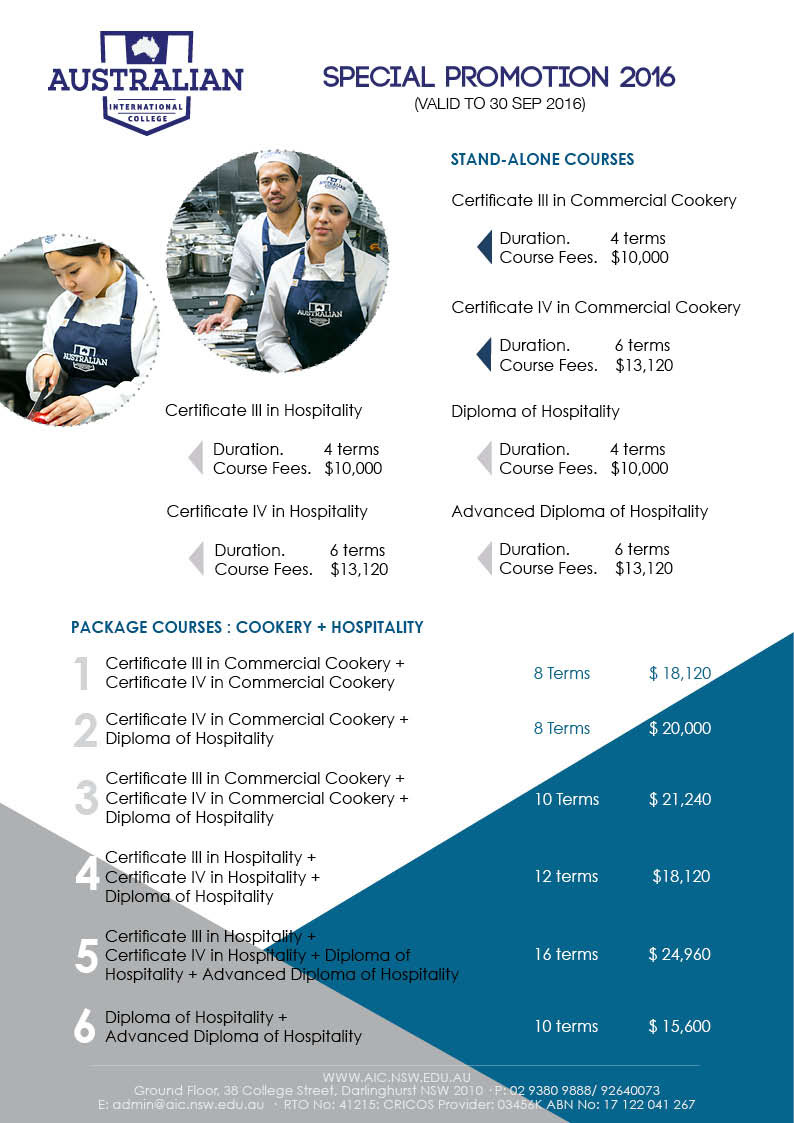 design flyers publicidad sydney business Cookery Hospitality nsw Australia