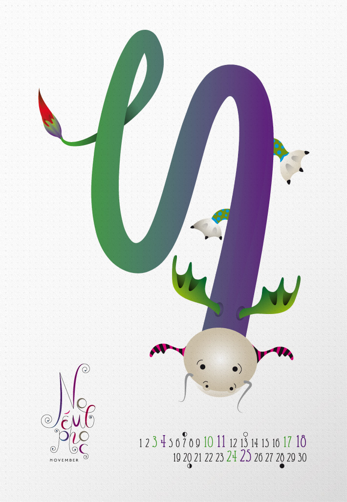dragon calendar cute colorful creative YEAR 2012