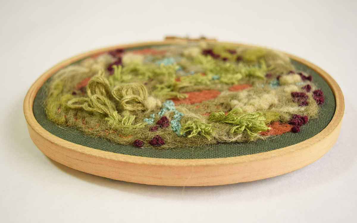 moss Embroidery texture applique felting