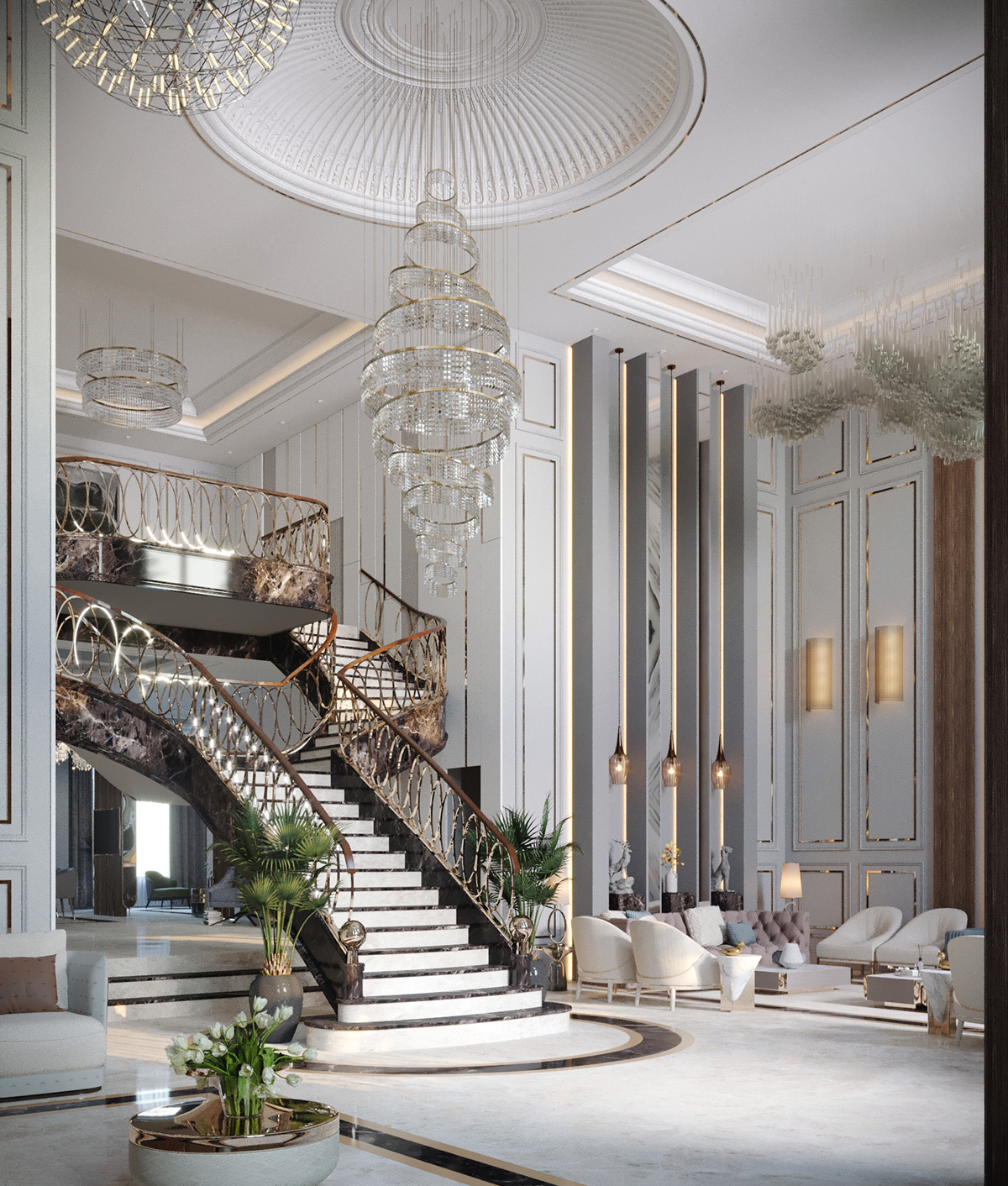 design diningroom Hall Interior interiordesign livingroom luxury MAJLIS stair Villa