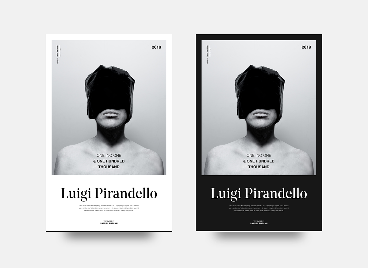 book cover design minimal Pirandello poster