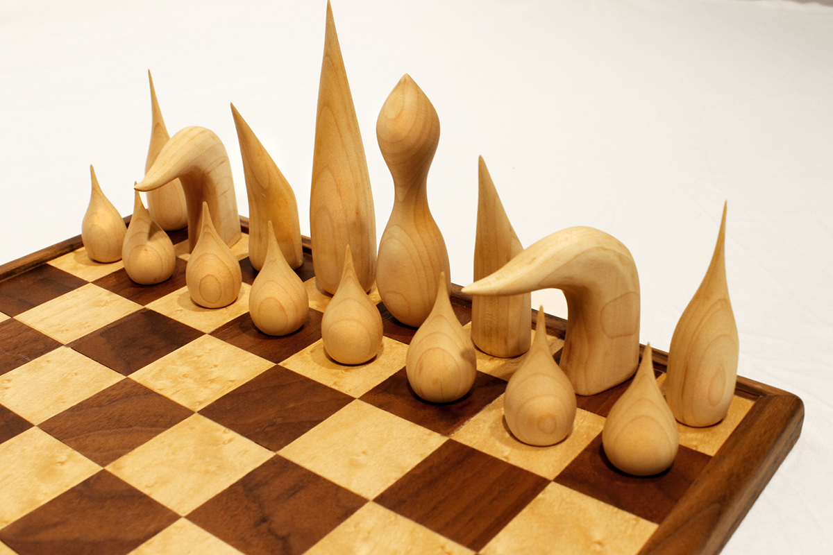 chess chess set woodworking maple wood walnut wood veneer chess board