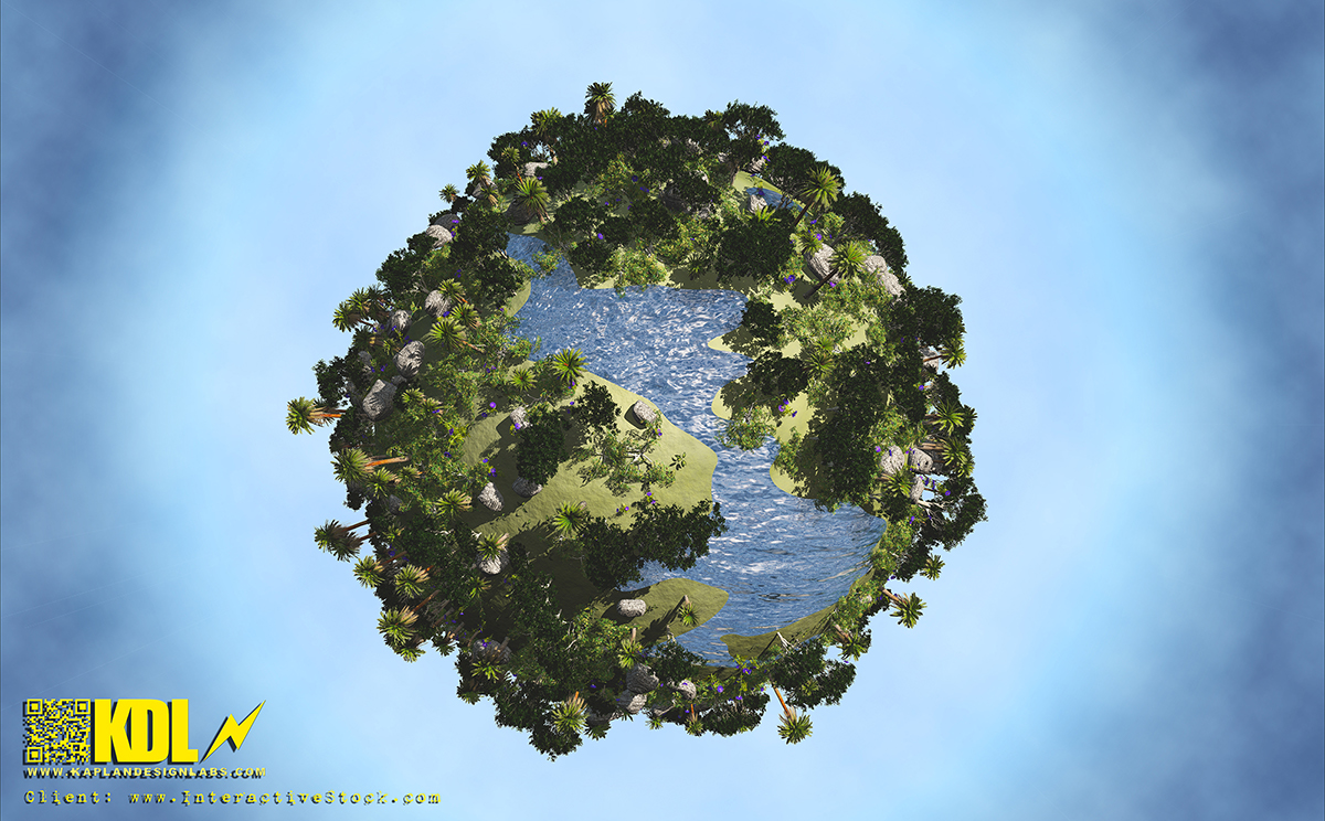 Planets plants ecosystems desert Tropical Forests Little Big proportions cloudy solar system 3D CGI animated vue