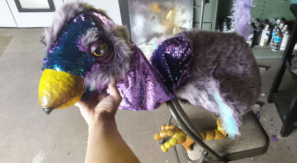 puppet bird design anima creature purple blue prop
