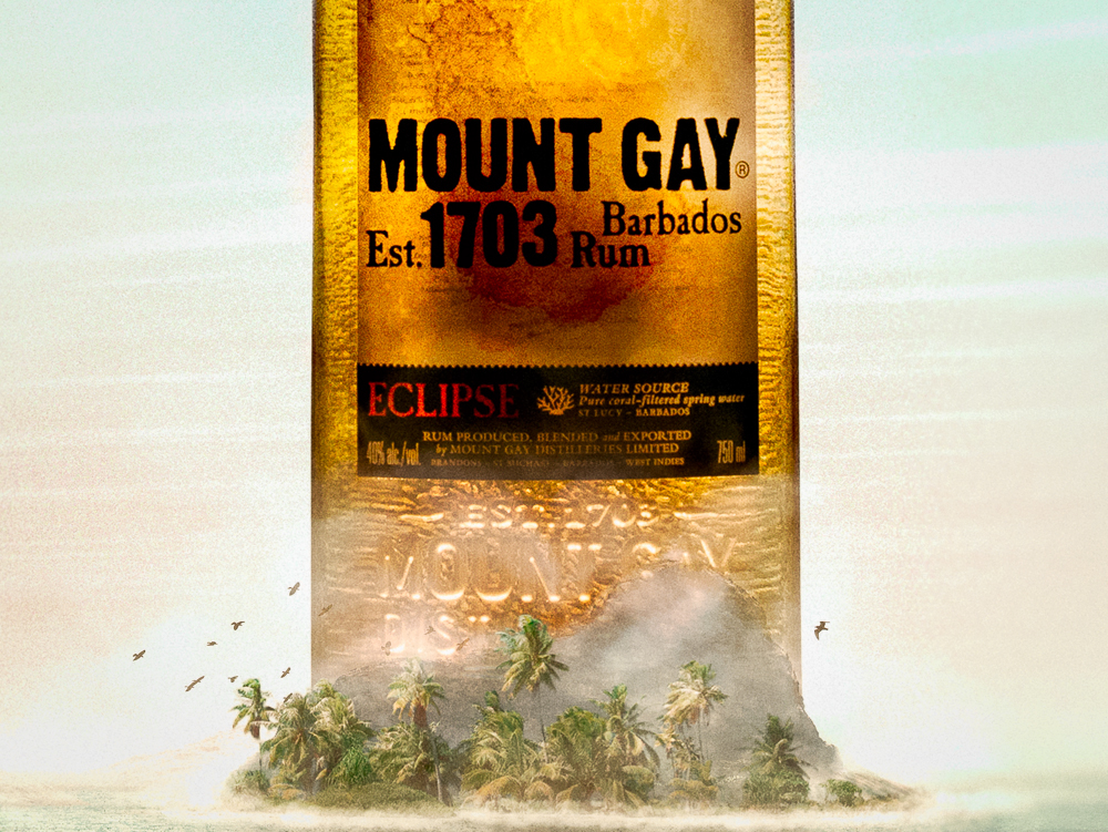 still life studio 3D rendering photoshop photo illustration  nathan spotts Mount Gay Rum eclipse campaign