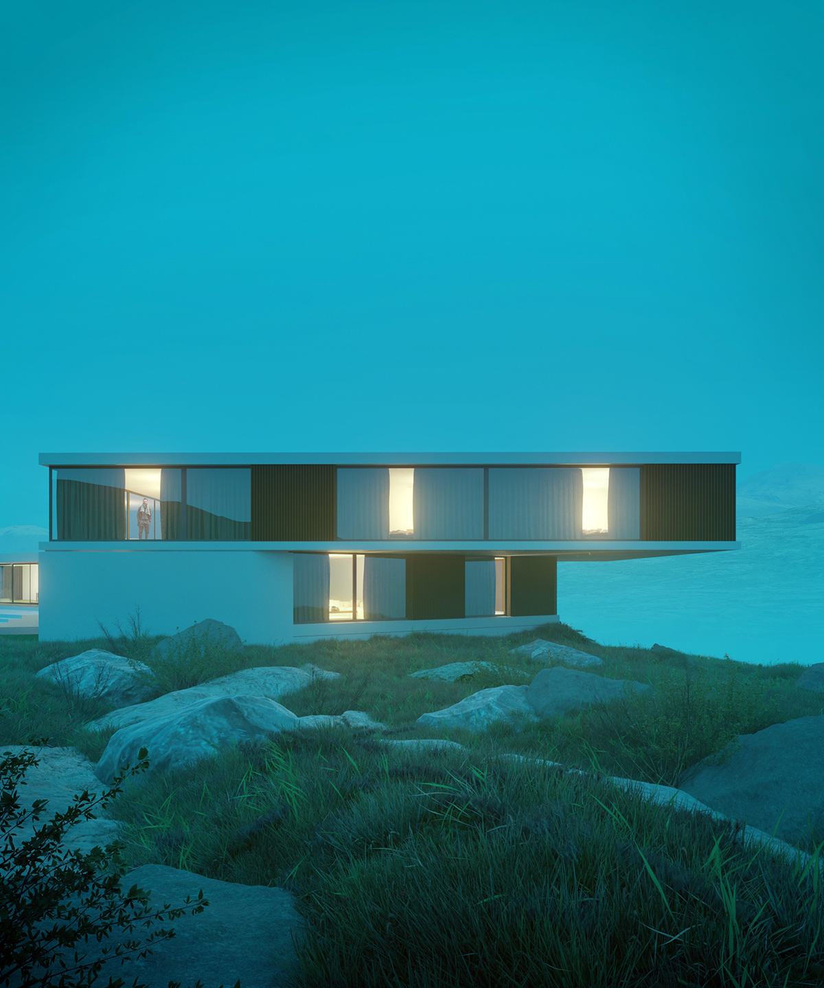 Villa architecture Homes modern Minimalism corona renderer 3ds max CGI iceland luxury