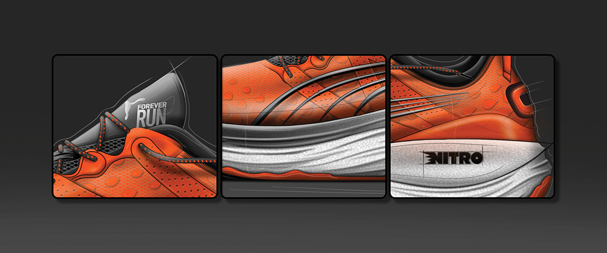 design Digital Art  digital painting footwear footwear design puma running shoes sketch sports