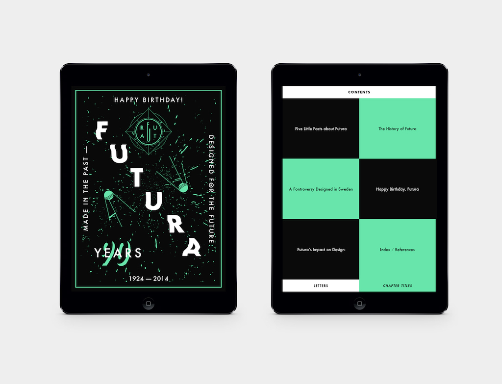 Futura Typeface Birthday iPad editorial interactive magazine publication