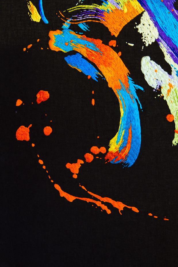 Embroidery needle and thread paint fabric cotton splatter colour splash