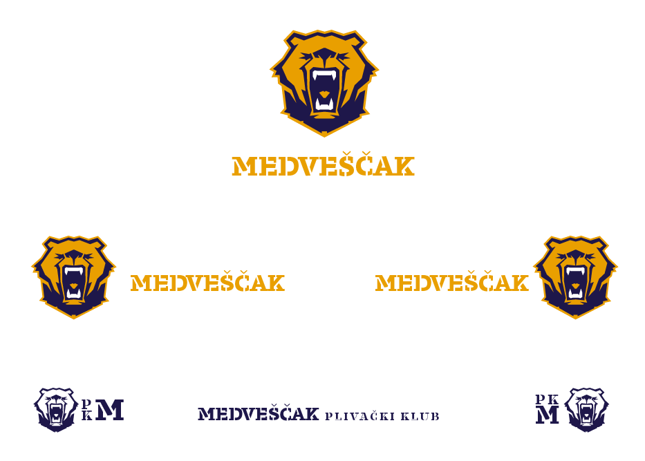 Plivacki klub Medvescak swimming club Medvescak bear yellow blue swimming Pool angry