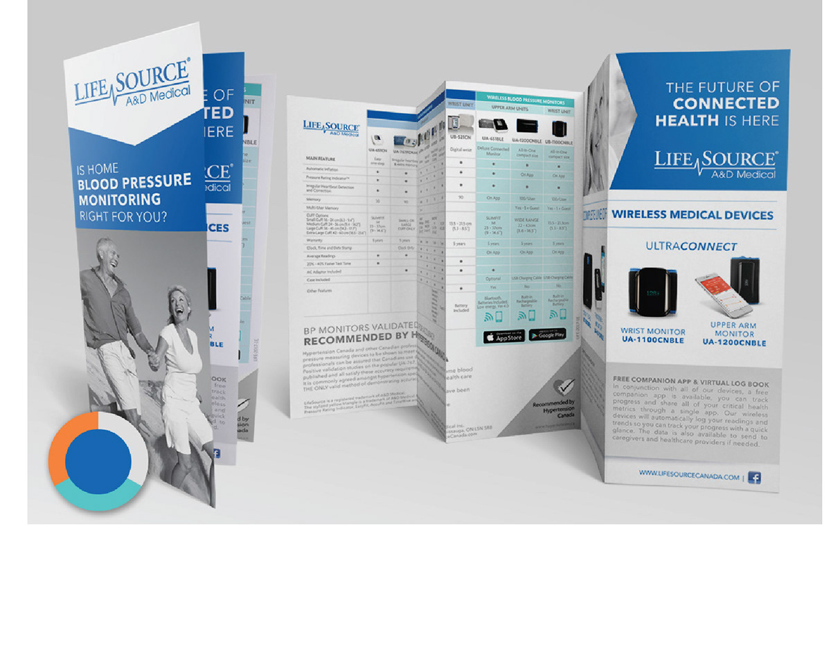 brochure Blood Pressure lifesource infographic branding  Guide blood pressure monitor tables Charts statistics