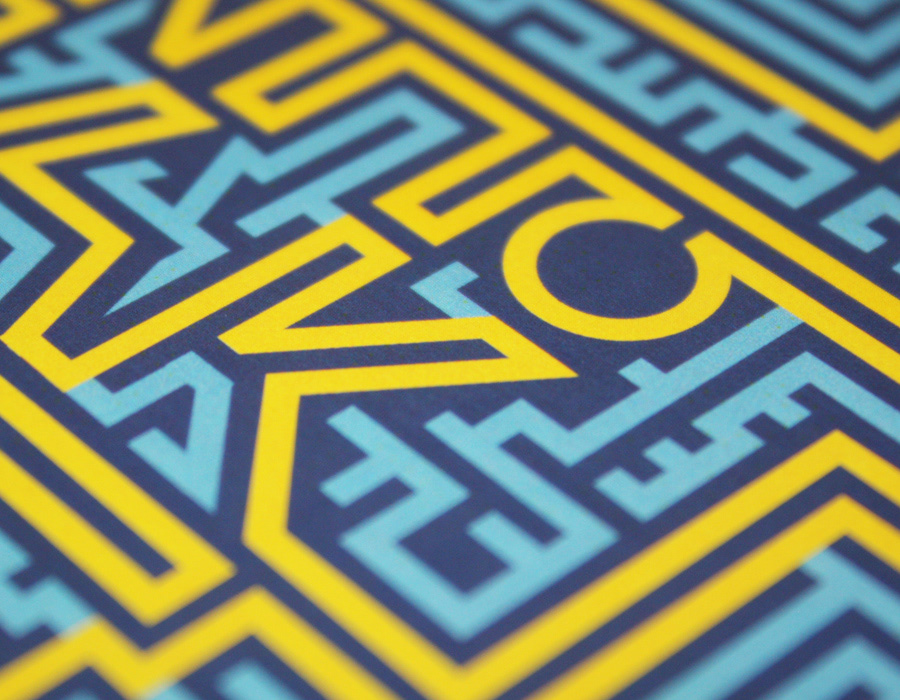 escape   ink-dot   blue   yellow   poster design quote maze grid Exhibition  gallery Drawing   puzzle  letterforms typography  